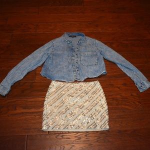 Beaded fitted mini skirt